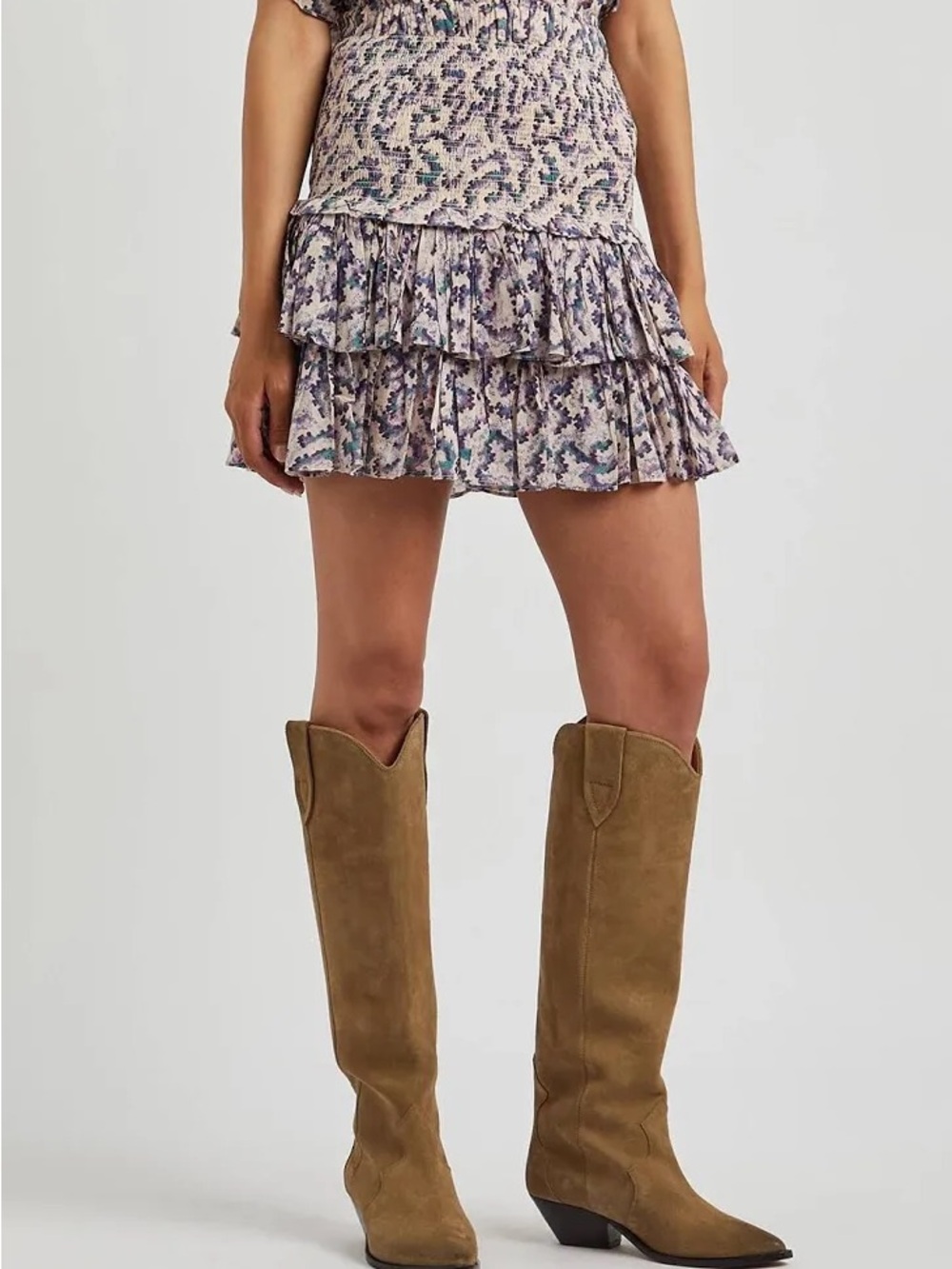 Isabel Marant Etoile Naomi Ecru Smocked Floral Skirt